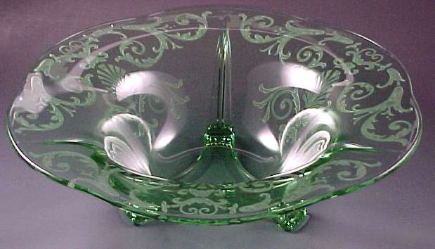 Easter Joy Fostoria Versailles Green Elegant Depression Glass Bowl 1965