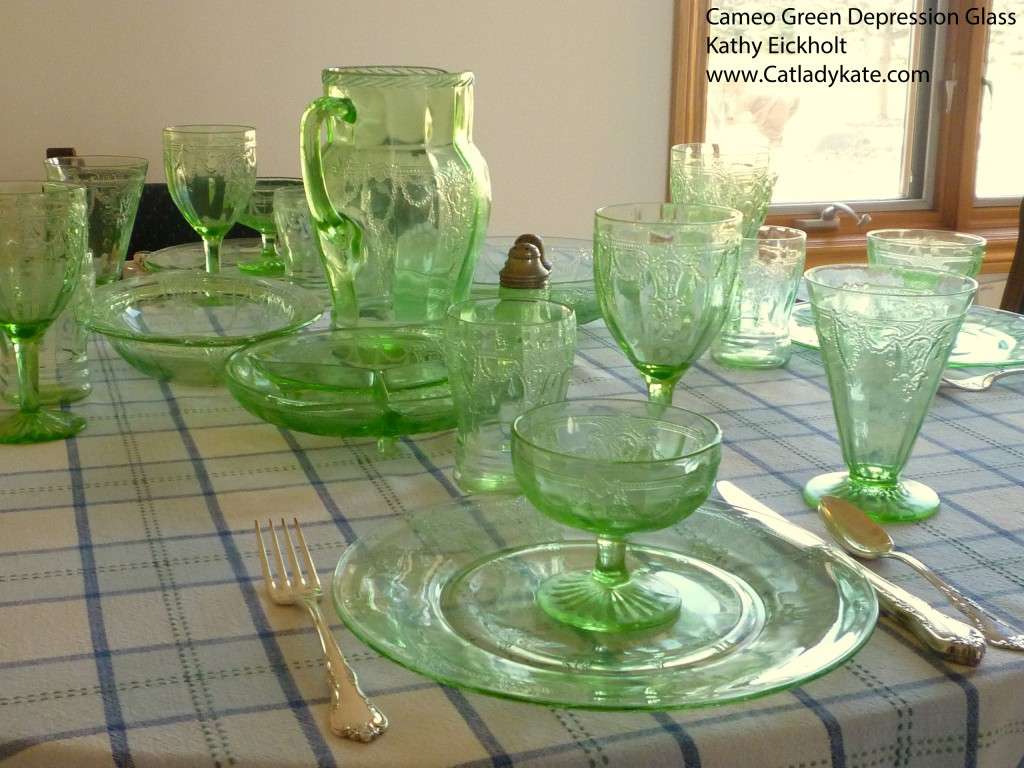 Ballerina in Green – Cameo Green Depression Glass Tablescape