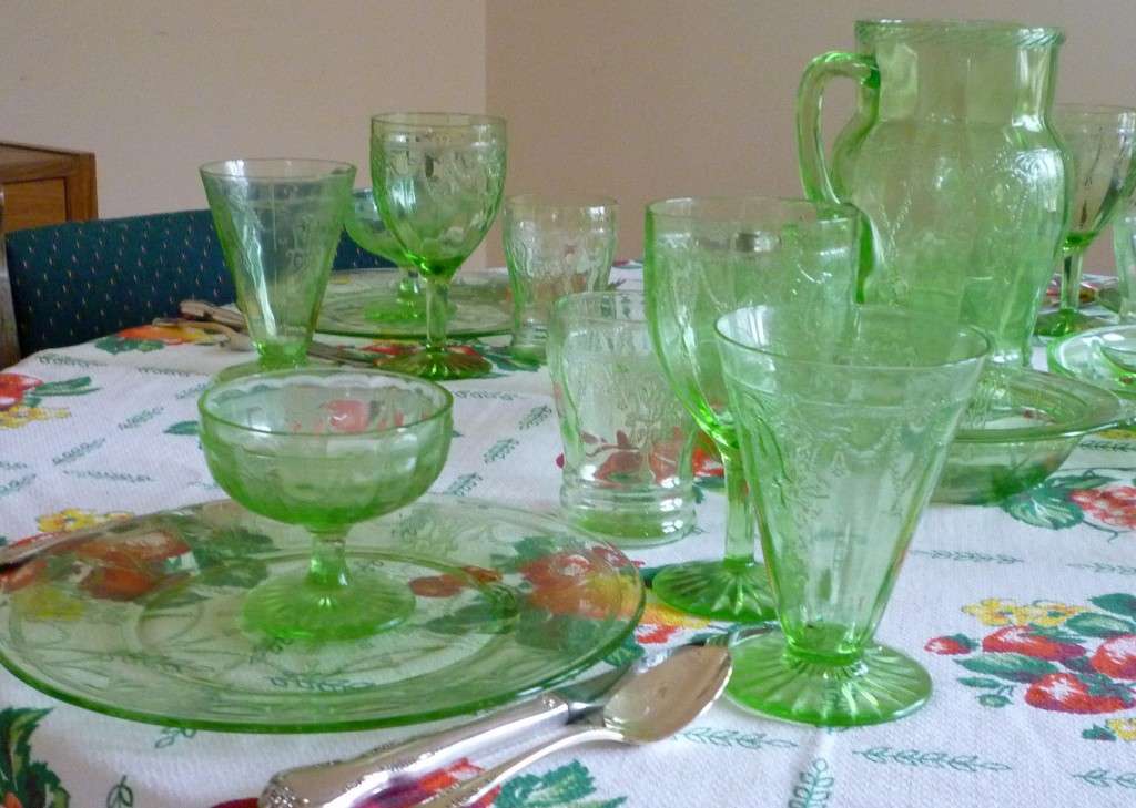 St Patrick’s Day Means Green Depression Glass on the Table