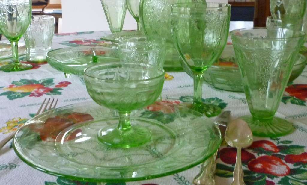 St Patrick’s Day Means Green Depression Glass on the Table